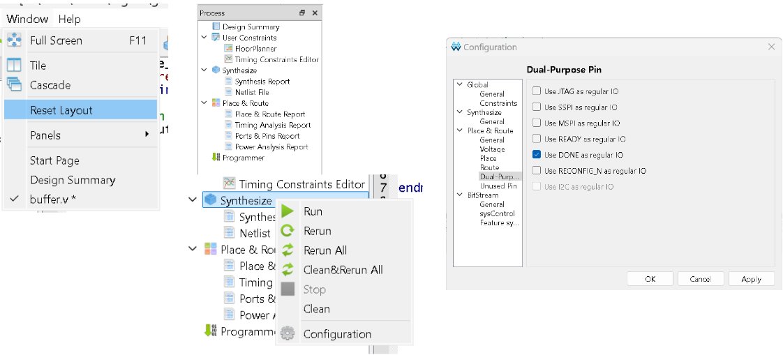 Gowin: Process panel, Synthesize Run, Dual-Purpose Pin configuration