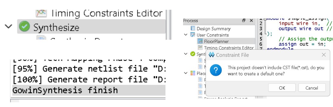 Gowin: Synthesize complete and the "create default CST file?" prompt