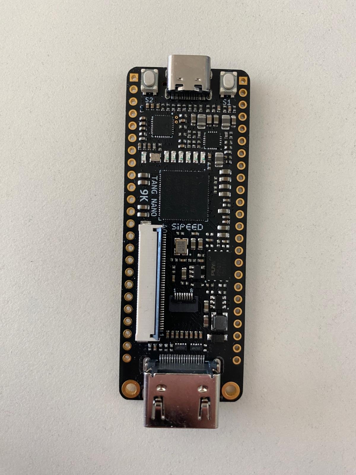Tang Nano 9K back: pin-number silkscreen on both headers (author's own photo)